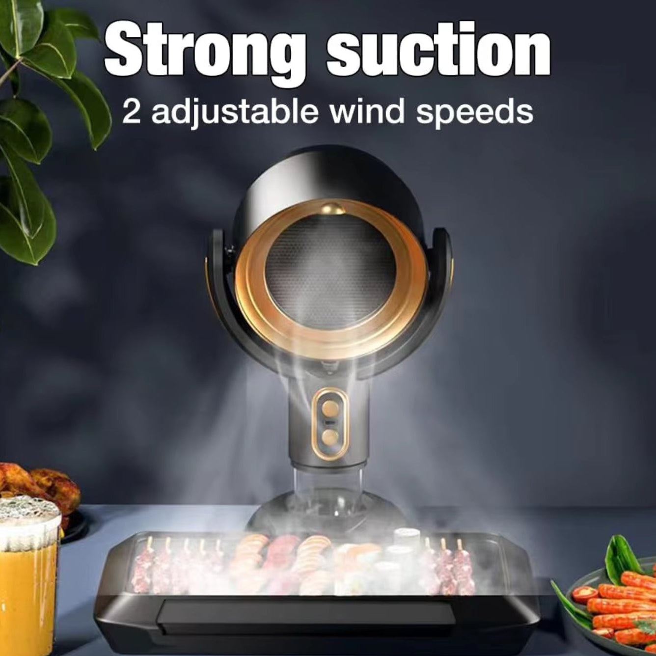 Portable Range Hood with 2 Speed Exhaust Fan,Removable and Washable Filter, Large Oil Collection Cup,Wireless Desktop Kitchen Ra