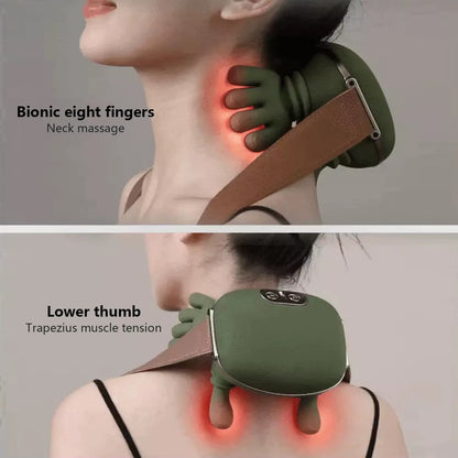 Bionic Neck Shoulder Massager Heated Back Massagers Electric Kneading Muscles Massage Pillow Neck Waist Leg Body 3-Level Modes